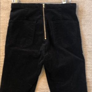 Black velvet cropped pants